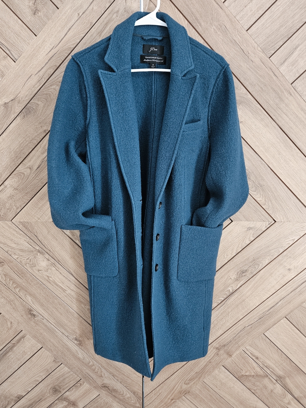 J. Crew Teal Wool Blend Single-Breasted Trench Coat